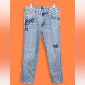 GAP Denim Jeans with Navy Floral Design